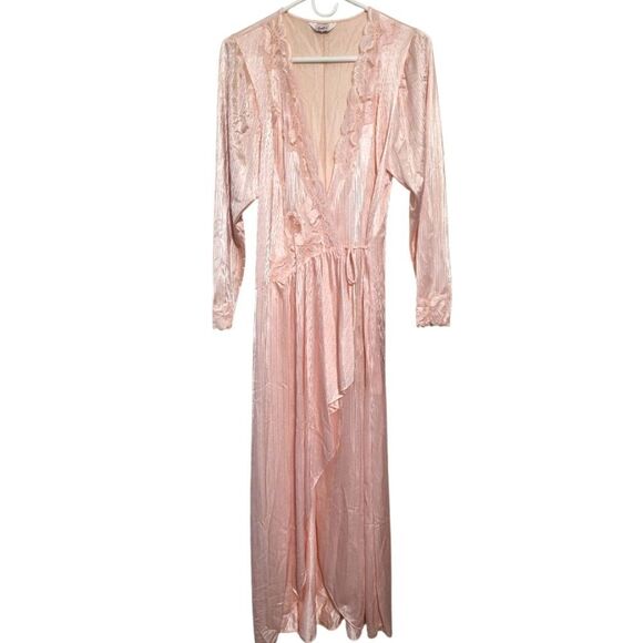 Henson Kickernick Vintage Pink Nylon Long Womens Robe House Coat W/Tag, Size M